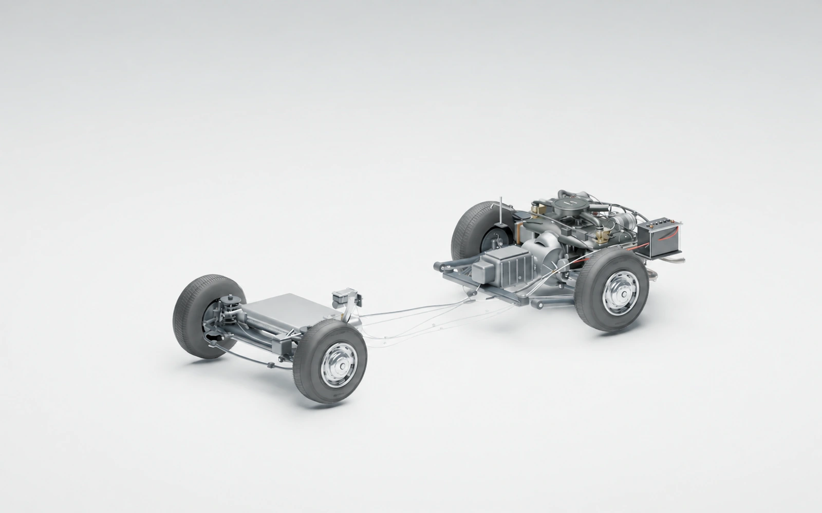 The Corvair’s exposed rear engine and drivetrain